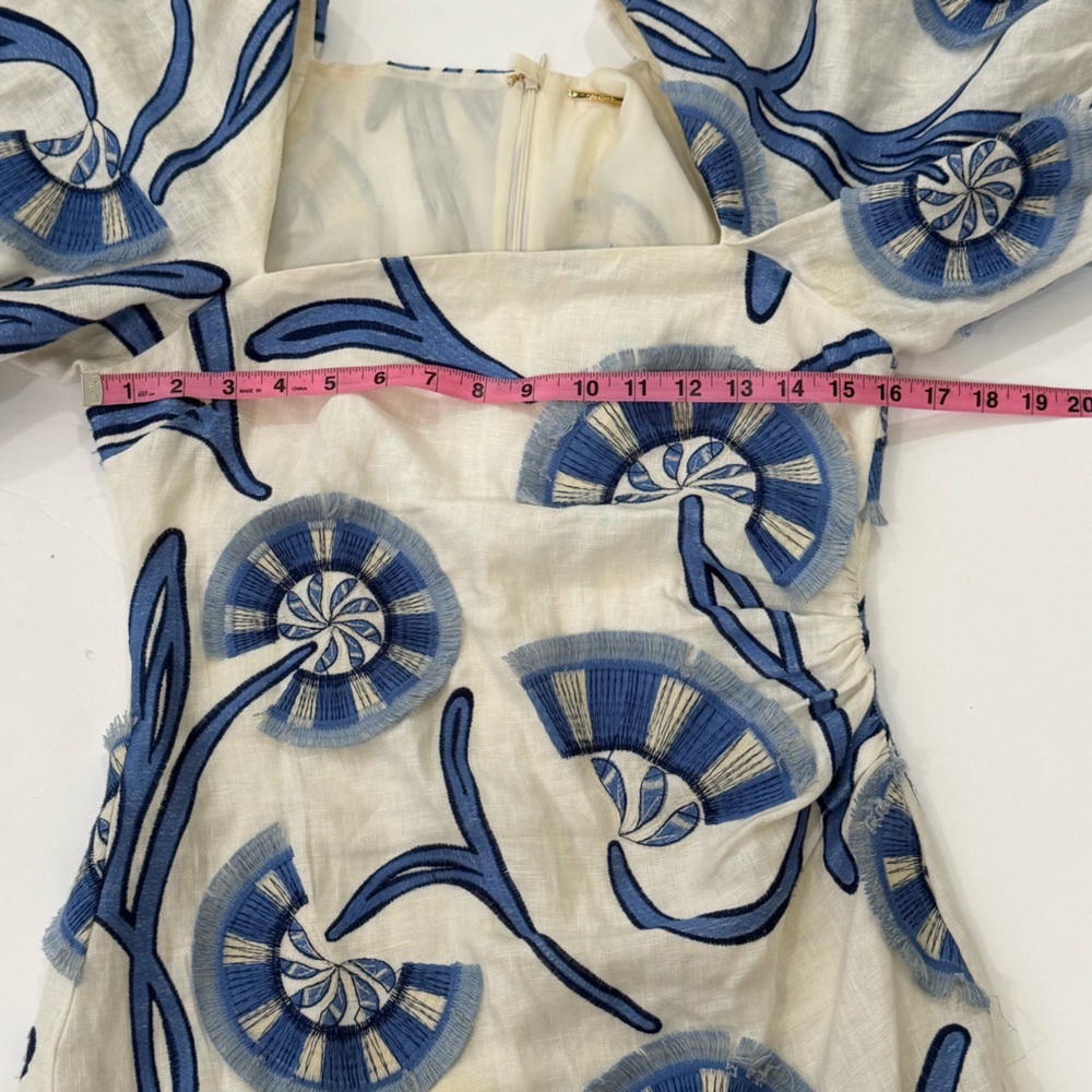 Alexis Women's San Paolo Embroidered Linen Mini Dress In Blue Sz M - Picture 6 of 13